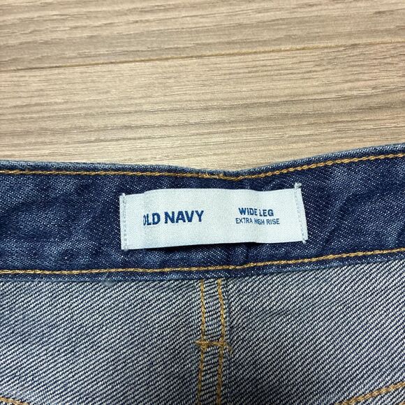 New With Tags Old Navy Extra High Rise Wide Leg Blue Jeans Size 12 Tall - Picture 6 of 8